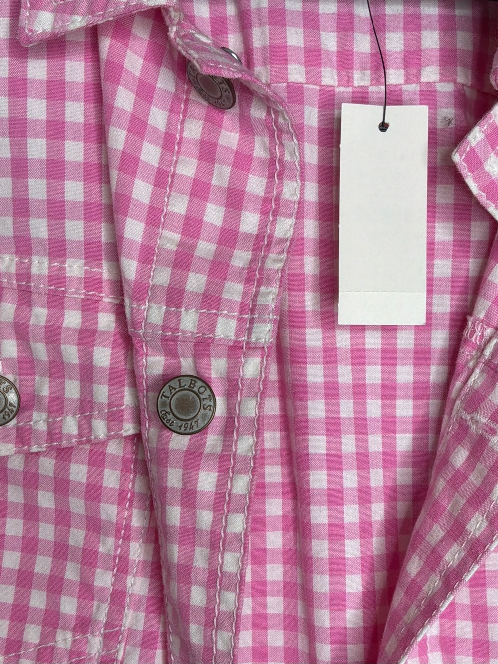 Talbots Pink Gingham Button-Front Cotton Jacket - Picture 3 of 12